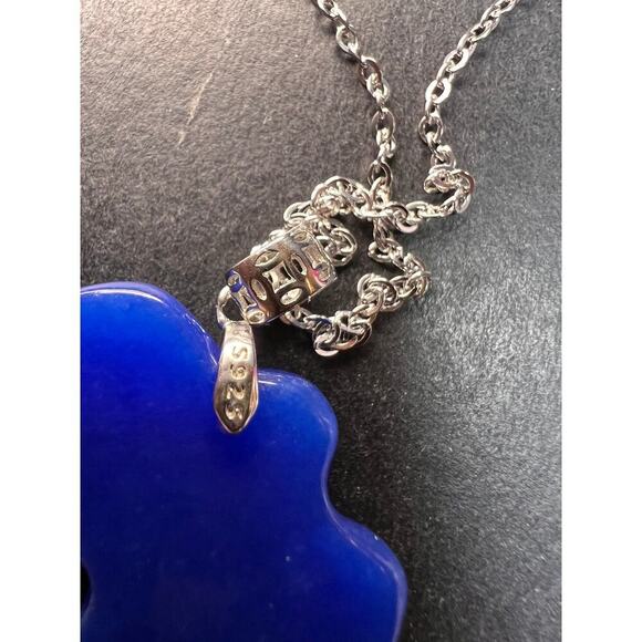NEW Blue Jade dragon sterling silver pendant and chain - Picture 4 of 12